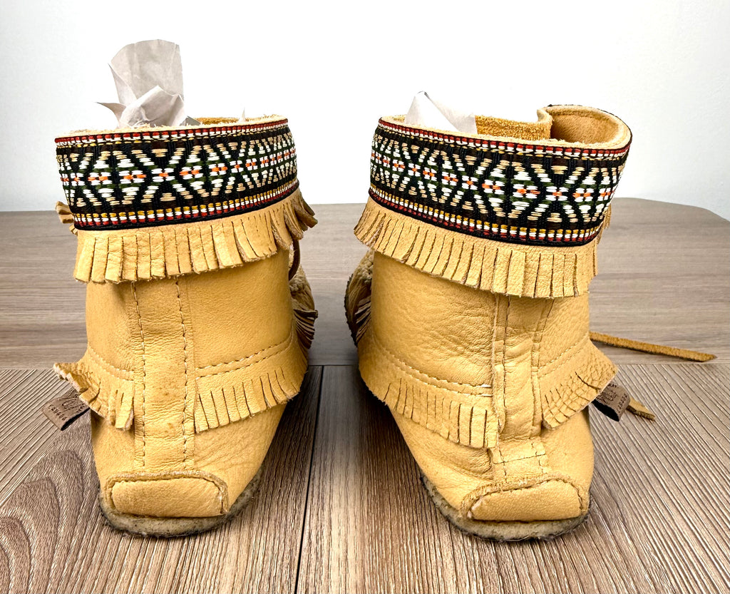 back of Laurentian Chief Leather Moccasins Made in Canada Leather Moccasins 