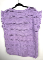 back of Lavender coloured Handmade Crochet Top | Flutter Sleeve at Blue Sparrow Shop