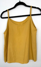back of  Linen-Cotton Blend Spaghetti Strap Cami | Size M at Blue Sparrow Shop on hanger