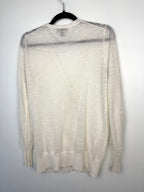 back of Linen Blend J.CREW Lightweight Cardigan | Size M at Blue Sparrow Shop on hanger