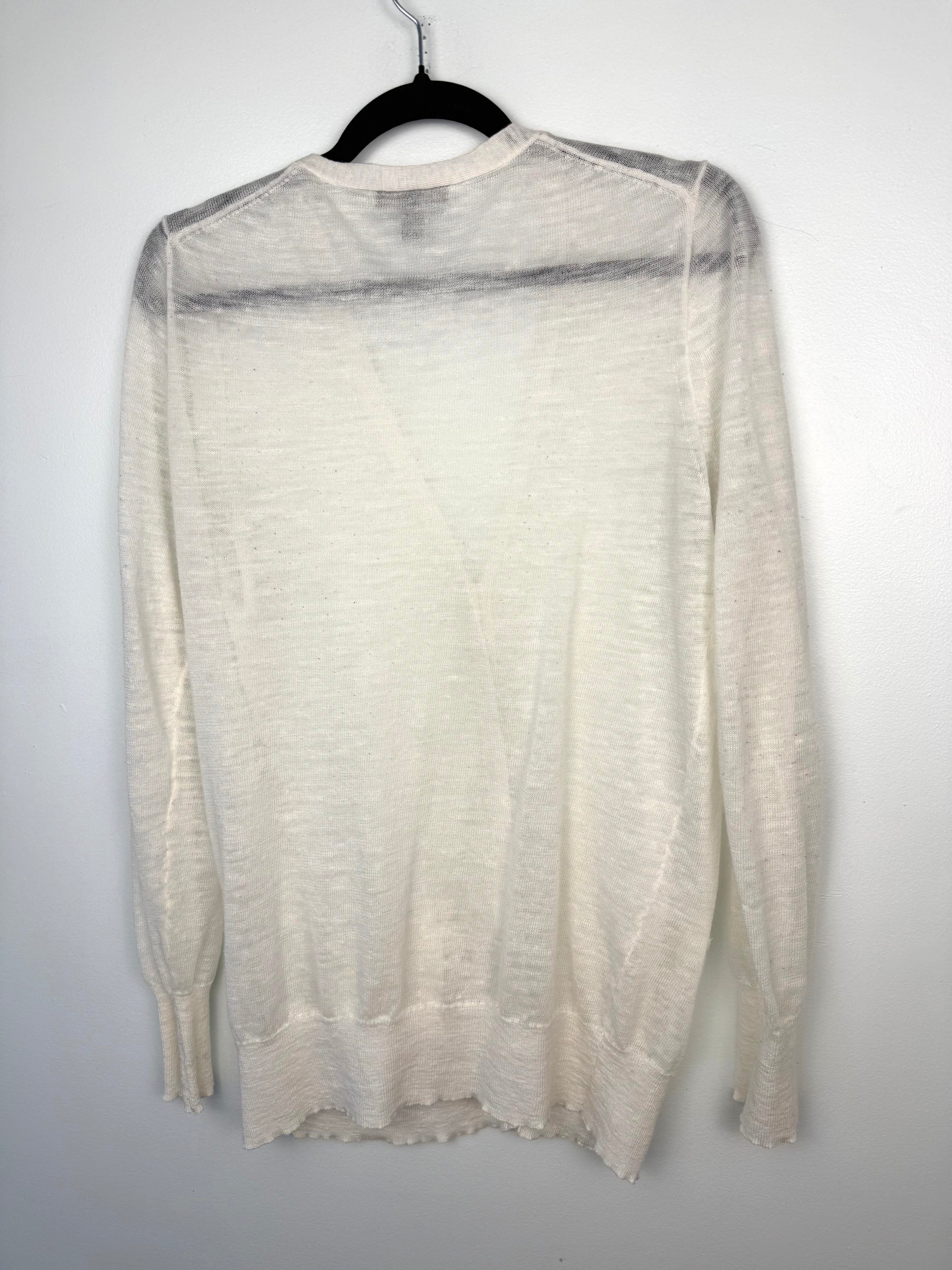 back of Linen Blend J.CREW Lightweight Cardigan | Size M at Blue Sparrow Shop on hanger
