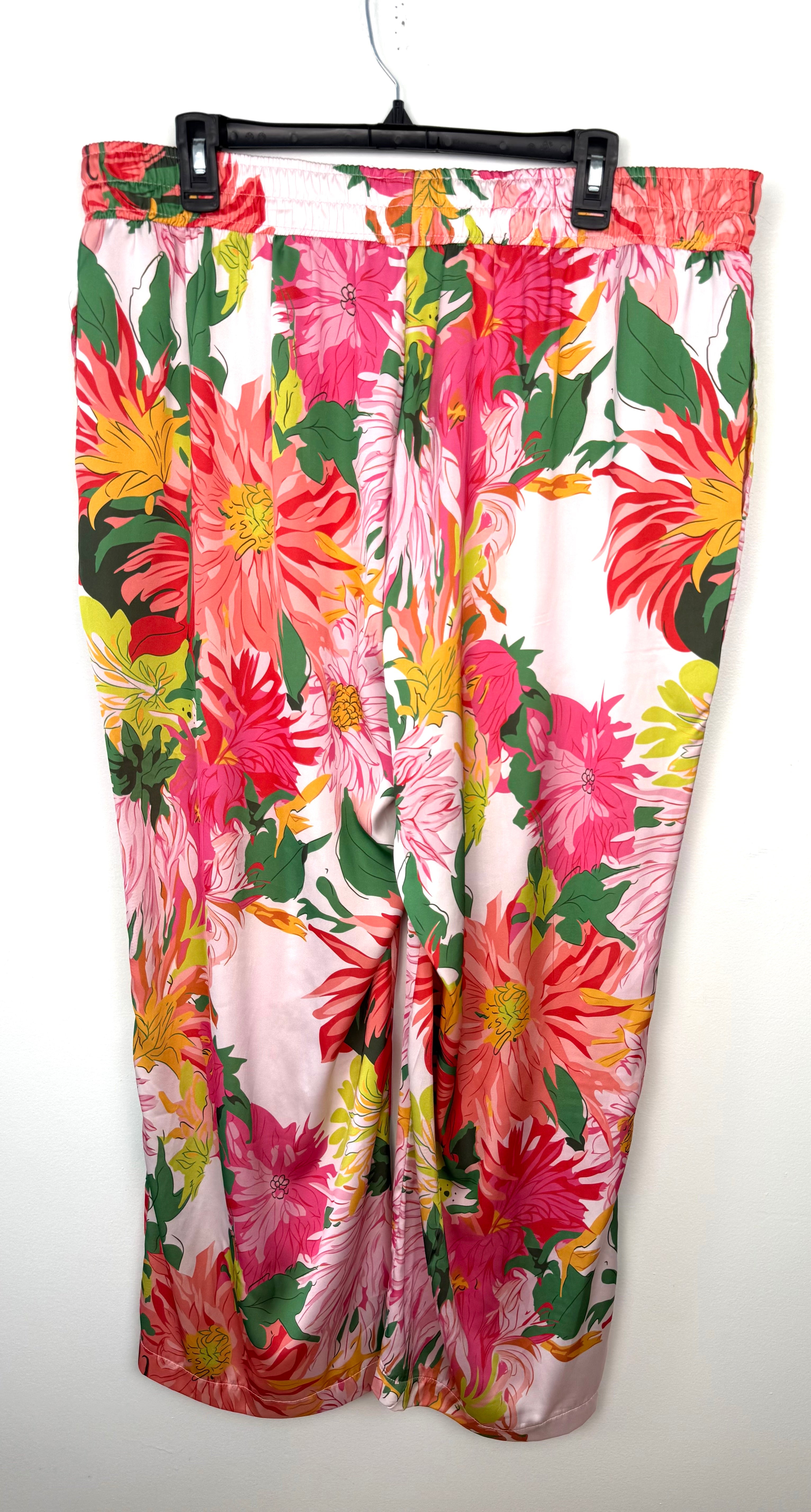 back of Made in Canada Picadilly Wide Leg  Palazzo Style Pants | Size XXL at Blue Sparrow Shop on hanger
