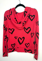 back of Made in USA Sundry Heart Print Zip Hoodie at Blue Sparrow Shop