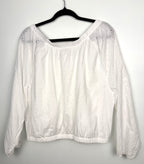 back of Mexx White 100% Cotton Eyelet Off-Shoulder Top on hanger