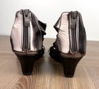 back of NWOT Patrizia Harlequin Metallic Heeled Sandals size 40