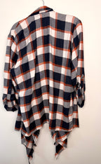 back of NWOT Plaid Jacket with Fringe Detail | Size XL