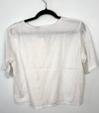 back of NWT 100% Cotton Embroidered Button-Front Top | Size M at Blue Sparrow Shop 