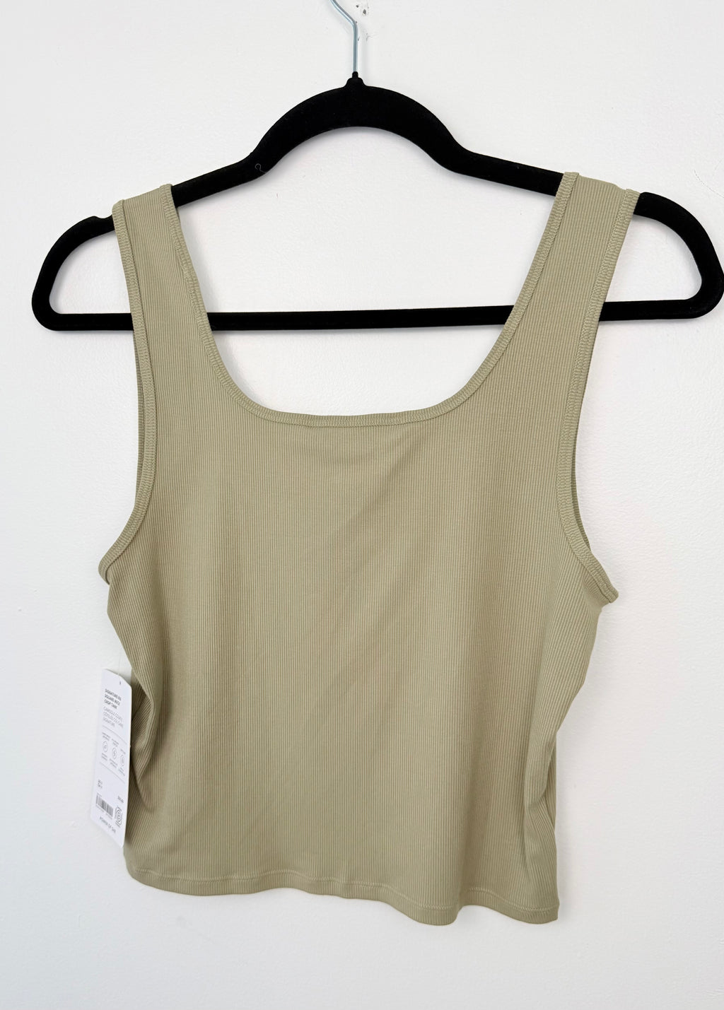 back of NWT Athleta Signature Rib Square-Neck Crop Tank | Size M on hanger