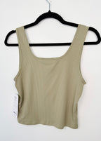 back of NWT Athleta Signature Rib Square-Neck Crop Tank | Size M on hanger
