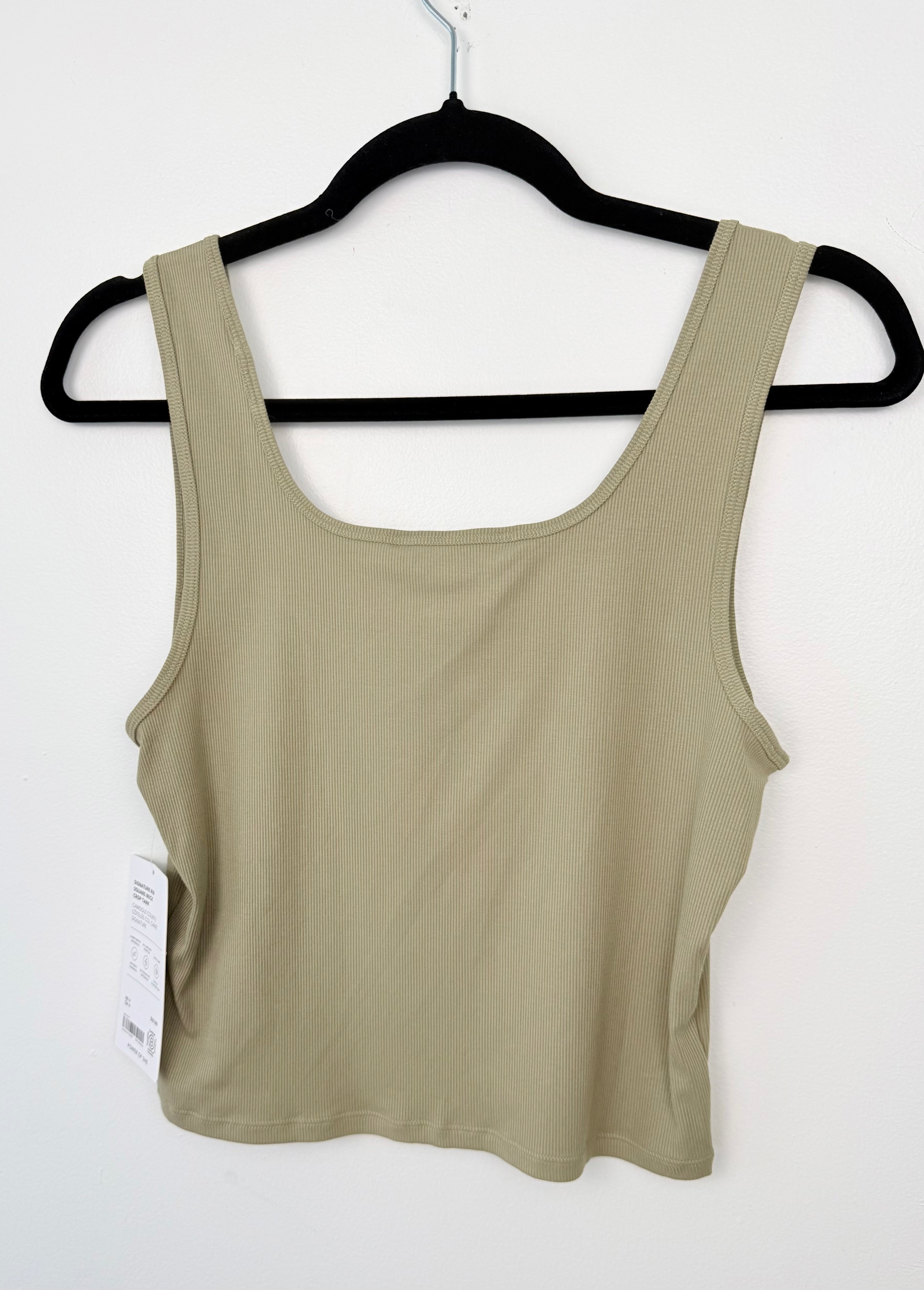 back of NWT Athleta Signature Rib Square-Neck Crop Tank | Size M on hanger