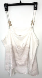 back of NWT Palm Tree Embroidered Cami | Size L at Blue Sparrow Shop on hanger