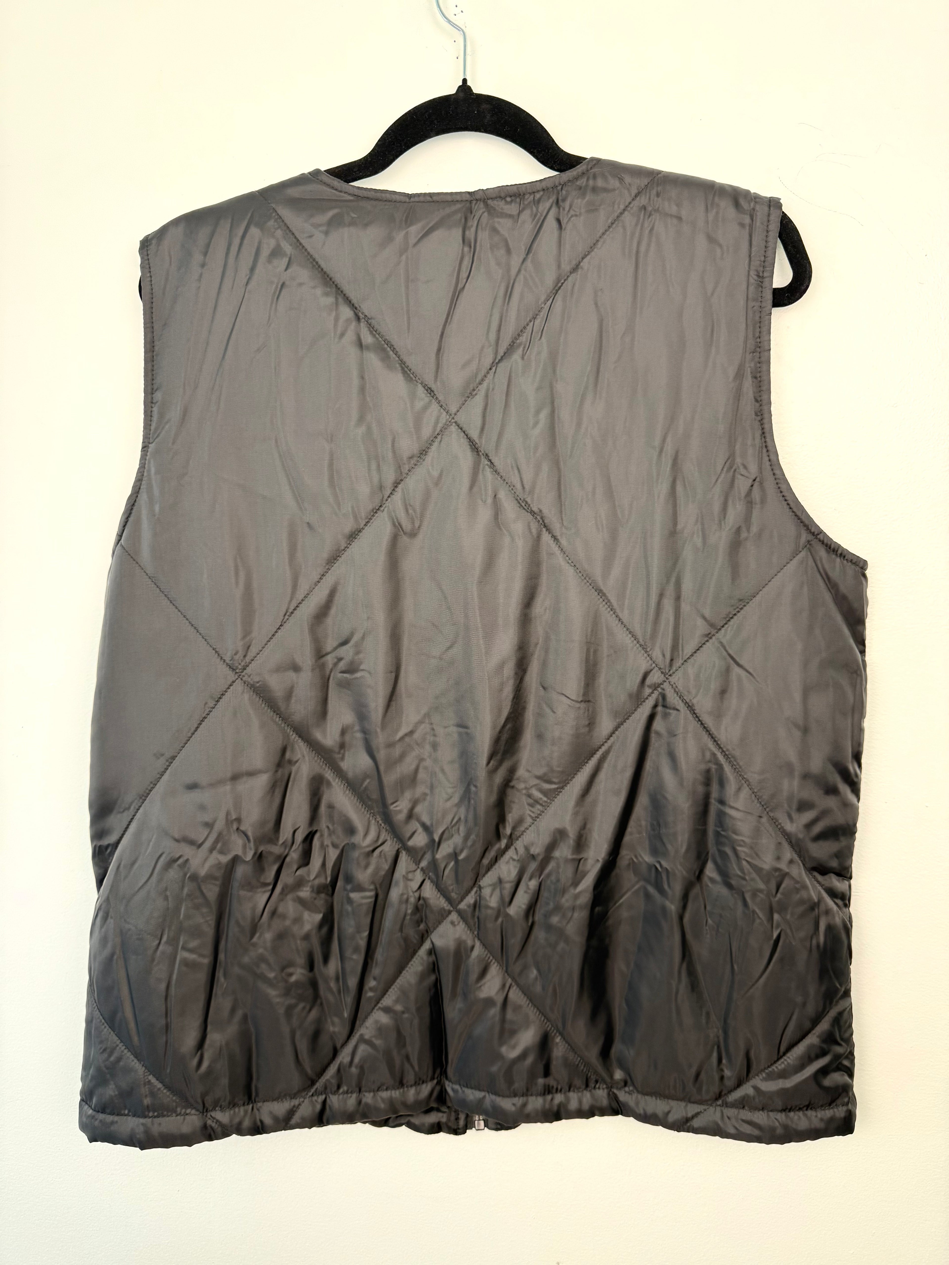 back of NWT Socialite Quilted Zip Front Vest | Size S/M on hanger
