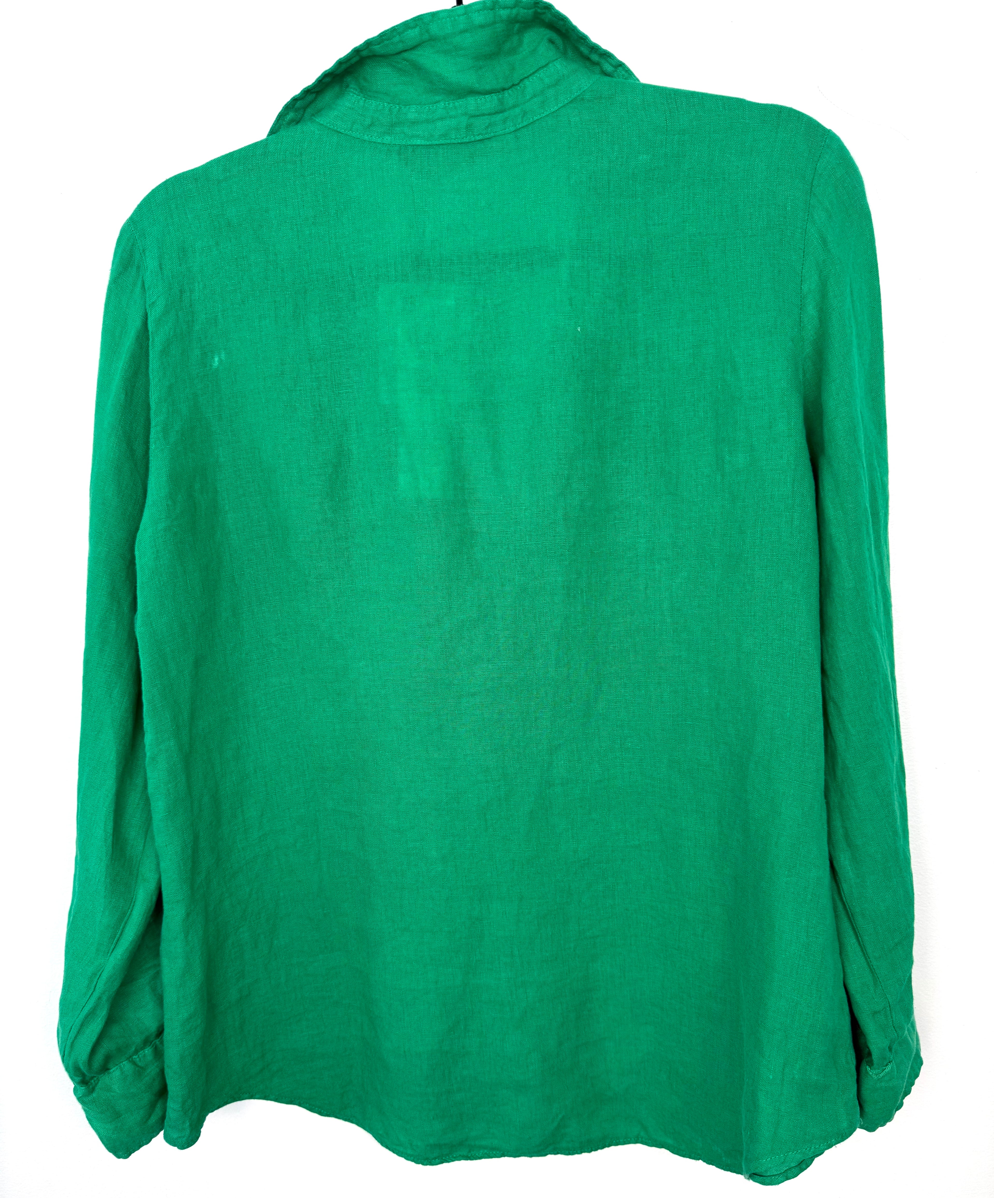 back of NWT Zara 100% Linen Shirt | Size M at Blue Sparrow Shop 