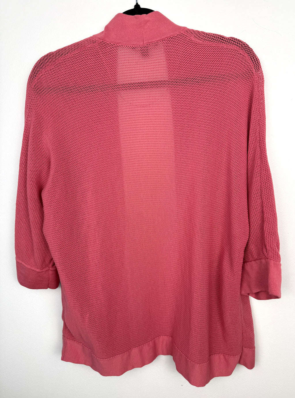 back of Olsen 100% Cotton Open Mesh Knit Cardigan at Blue Sparrow Shop