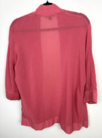 back of Olsen 100% Cotton Open Mesh Knit Cardigan at Blue Sparrow Shop