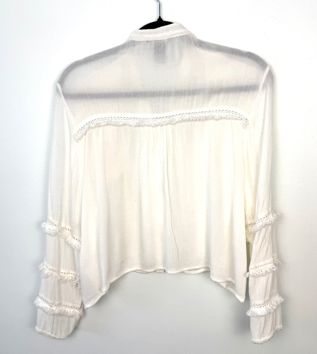 back of Oversized H & M boho peasant blouse 