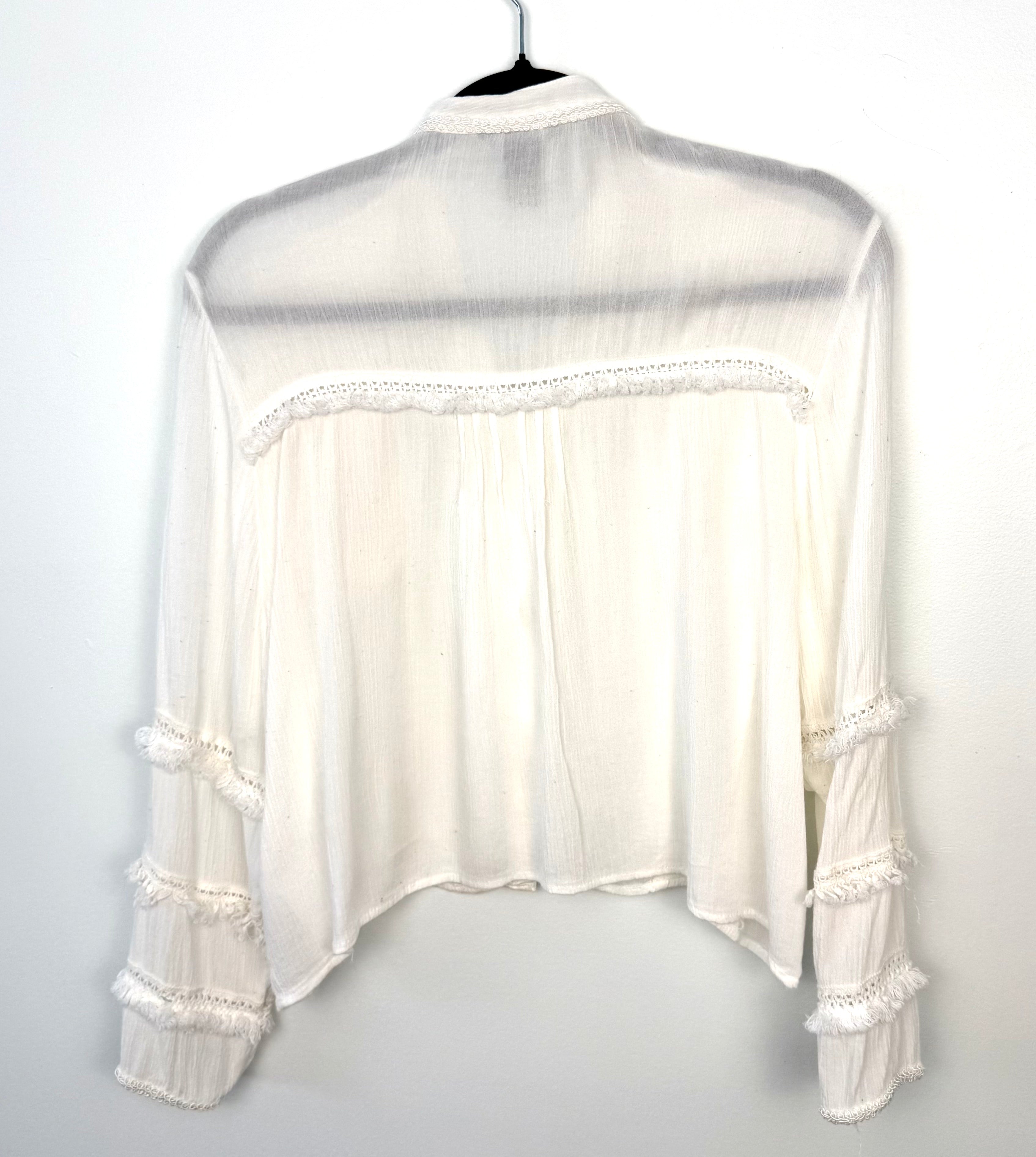 back of Oversized H & M boho peasant blouse 