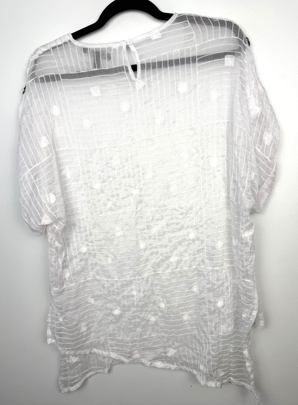 back of Picadilly Canada Textured Sheer Top 