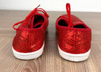 back of Red Sequin Lace-Up Sneakers