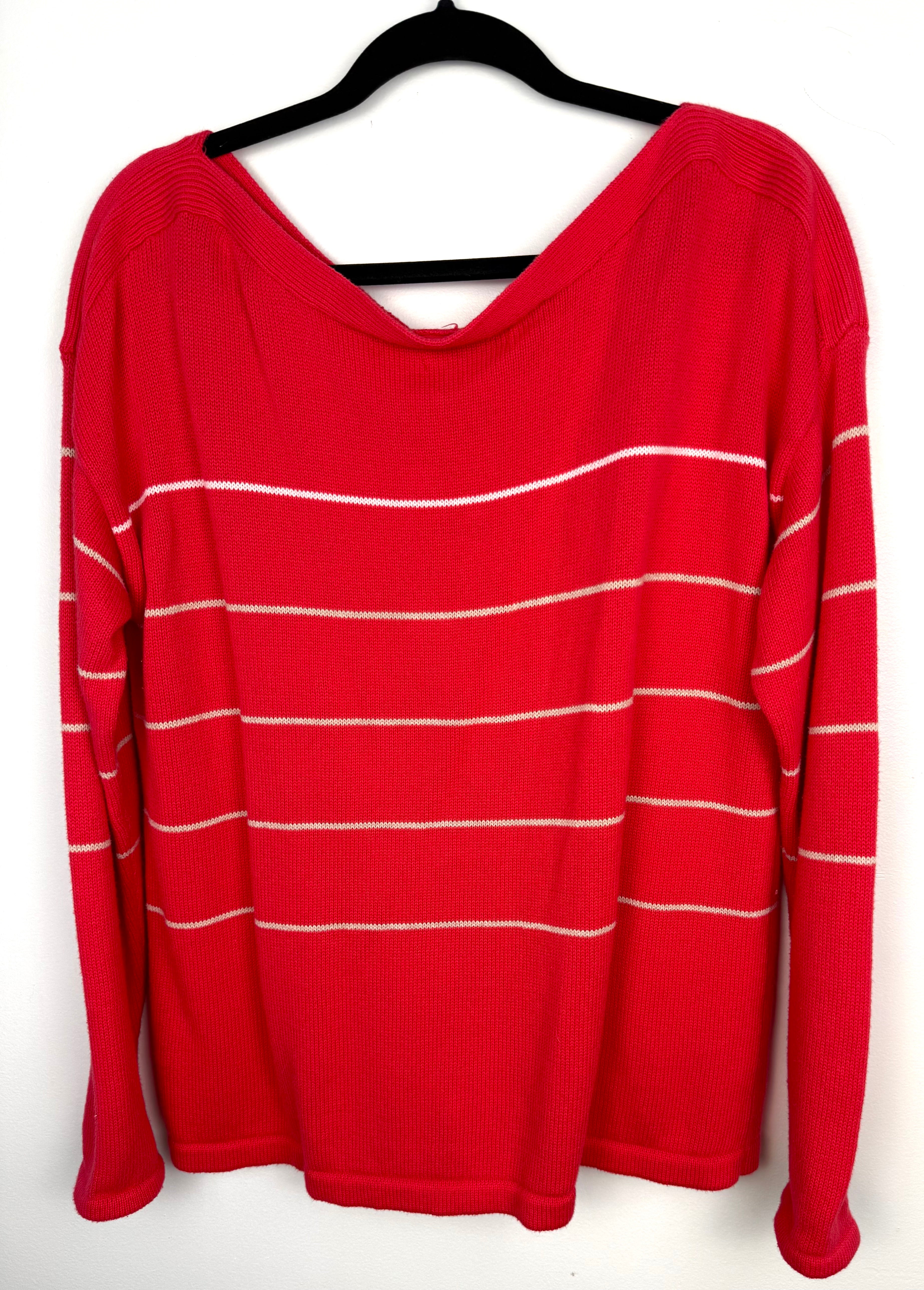 back of Reitmans Striped 100% Cotton Sweater XL at Blue Sparrow Shop