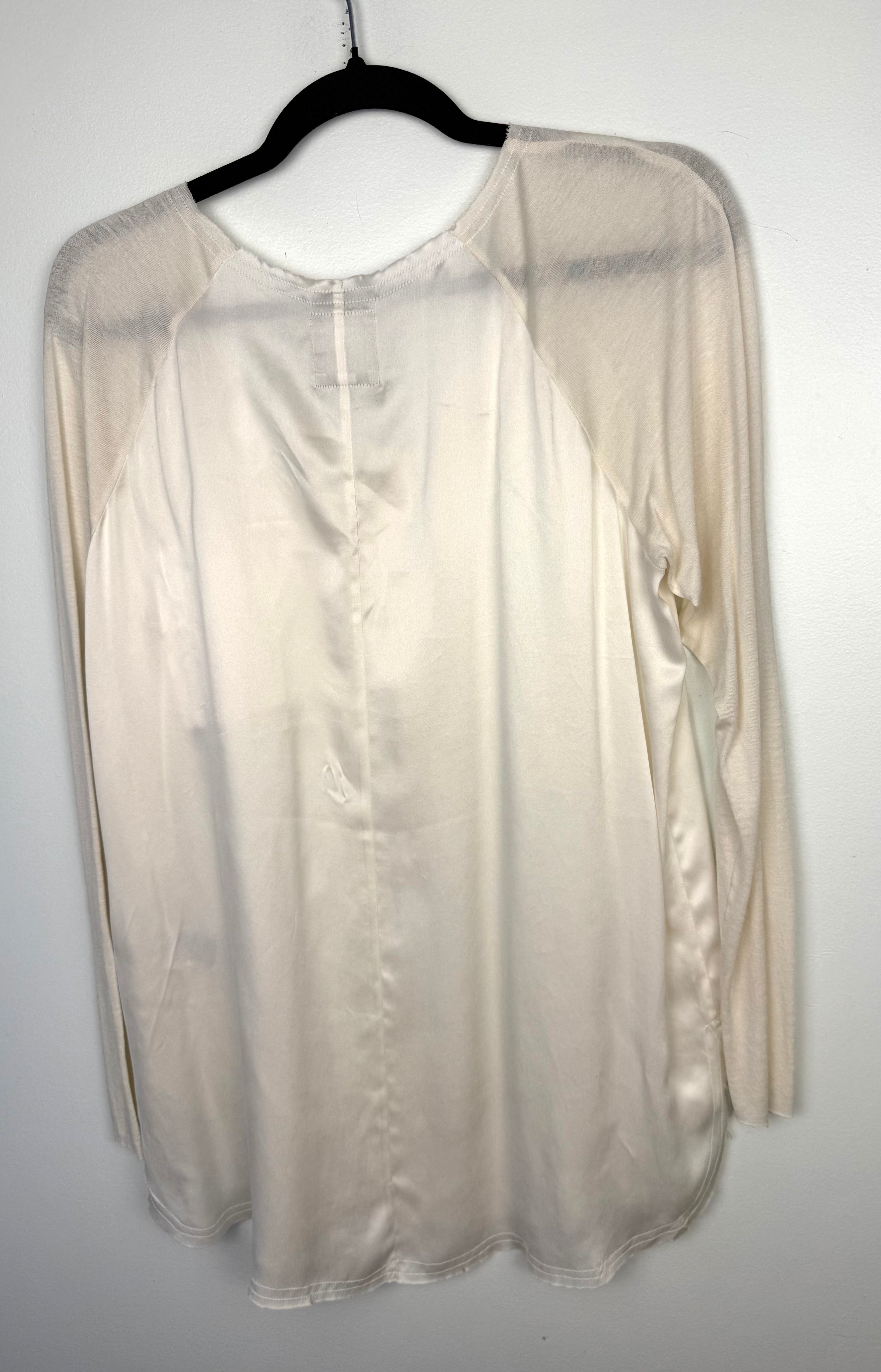 back of Resale Go Silk Washable Silk Long Sleeve Blouse at Blue Sparrow Shop on hanger