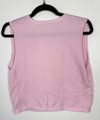 back of  Soft Pink V-Neck Knit Vest Size S  at Blue Sparrow Shop