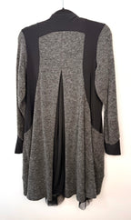 back of Sympli Made in Canada Black & Grey Mixed Media Long Cardigan | Size 10