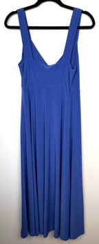back of Sympli Made in Canada V-Neck Empire Waist Midi Dress | Periwinkle Blue | Travel Wear | Size 10 at Blue Sparrow Shop on hanger