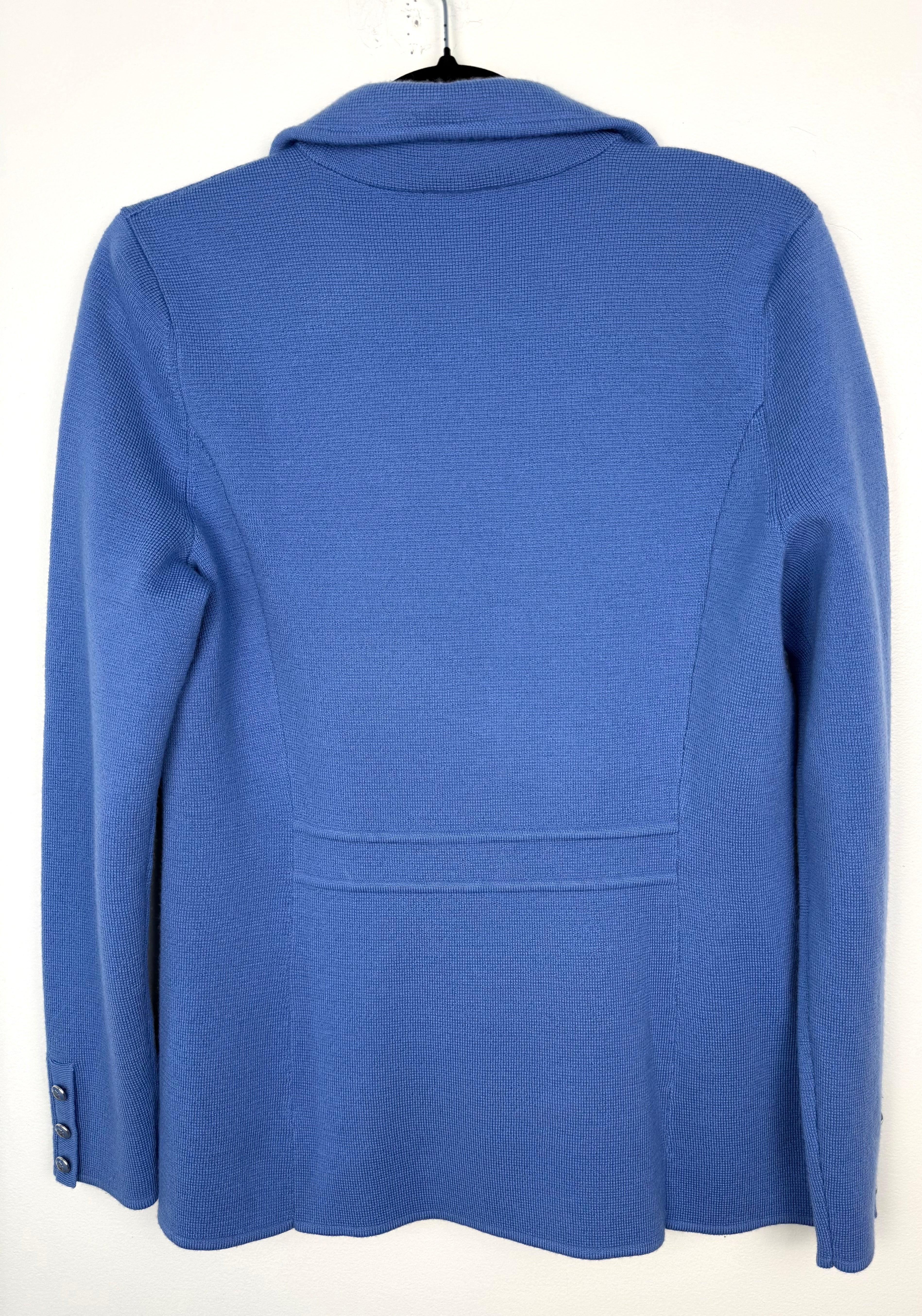 back of Talbots 100% Pure Merino Wool Sweater Blazer | Size S at Blue Sparrow Shop 