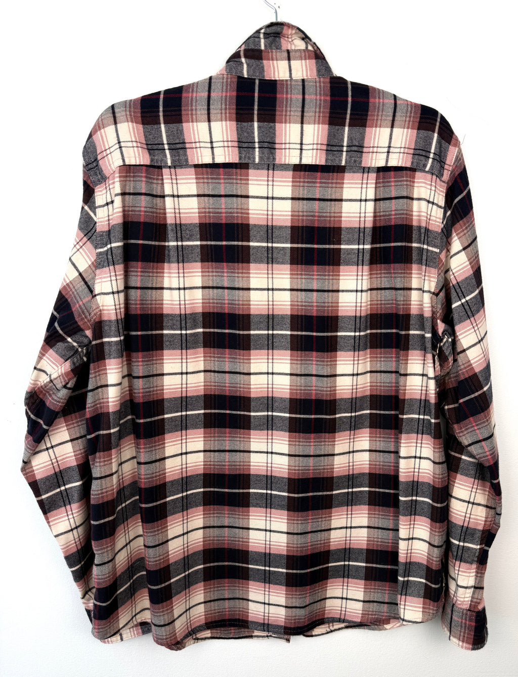 back of Tilley Organic Cotton Plaid Shirt  on hanger