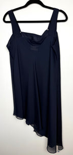 back of Ursula of Switzerland Vintage Navy Asymmetric Dress at Blue Sparrow Shop