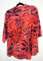 back of Via Vitale Made in Italy Linen Floral Blouse / overshirt at Blue Sparrow Shop