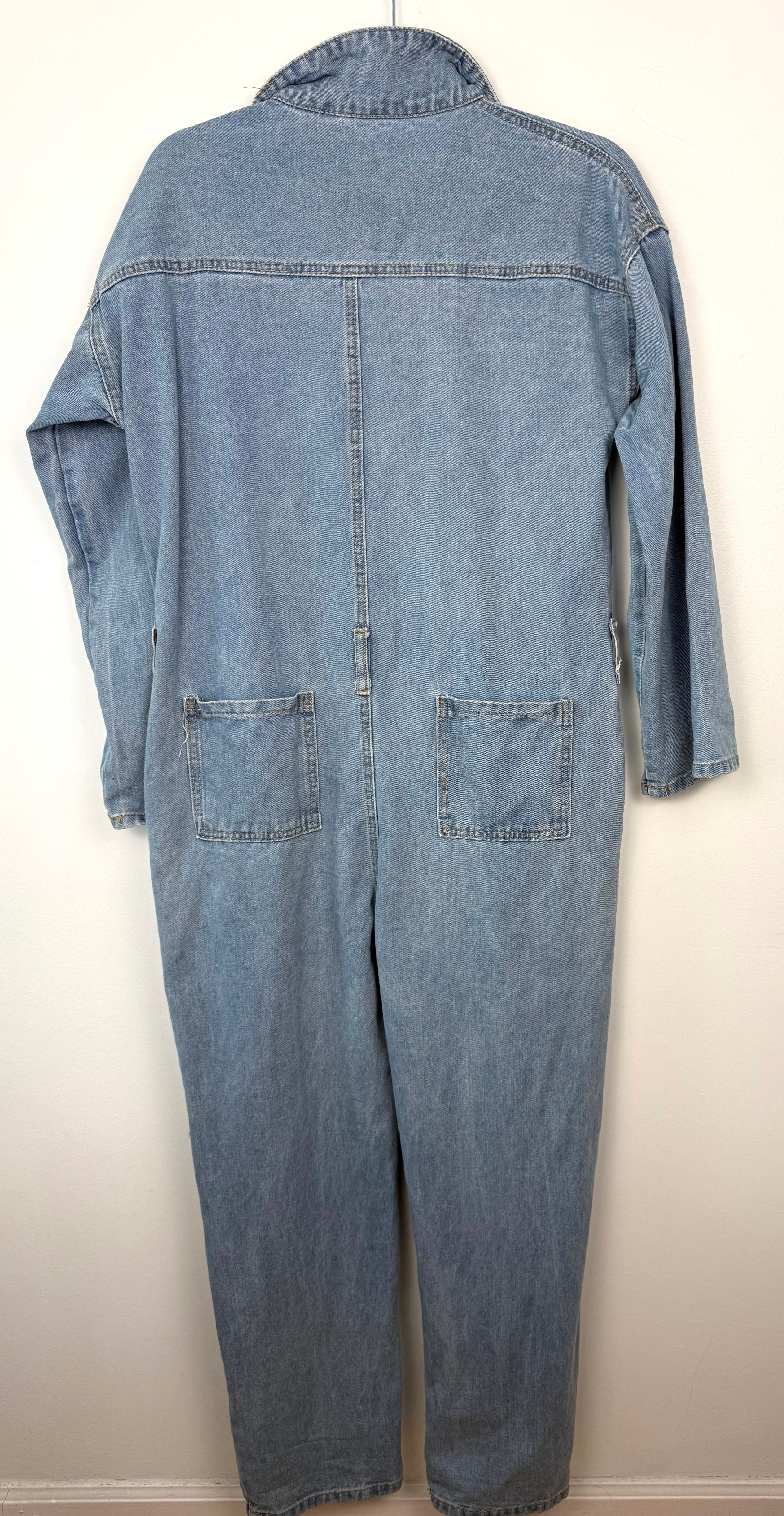 back of Vintage looking Mechanic Style Denim Coveralls at Blue Sparrow Shop