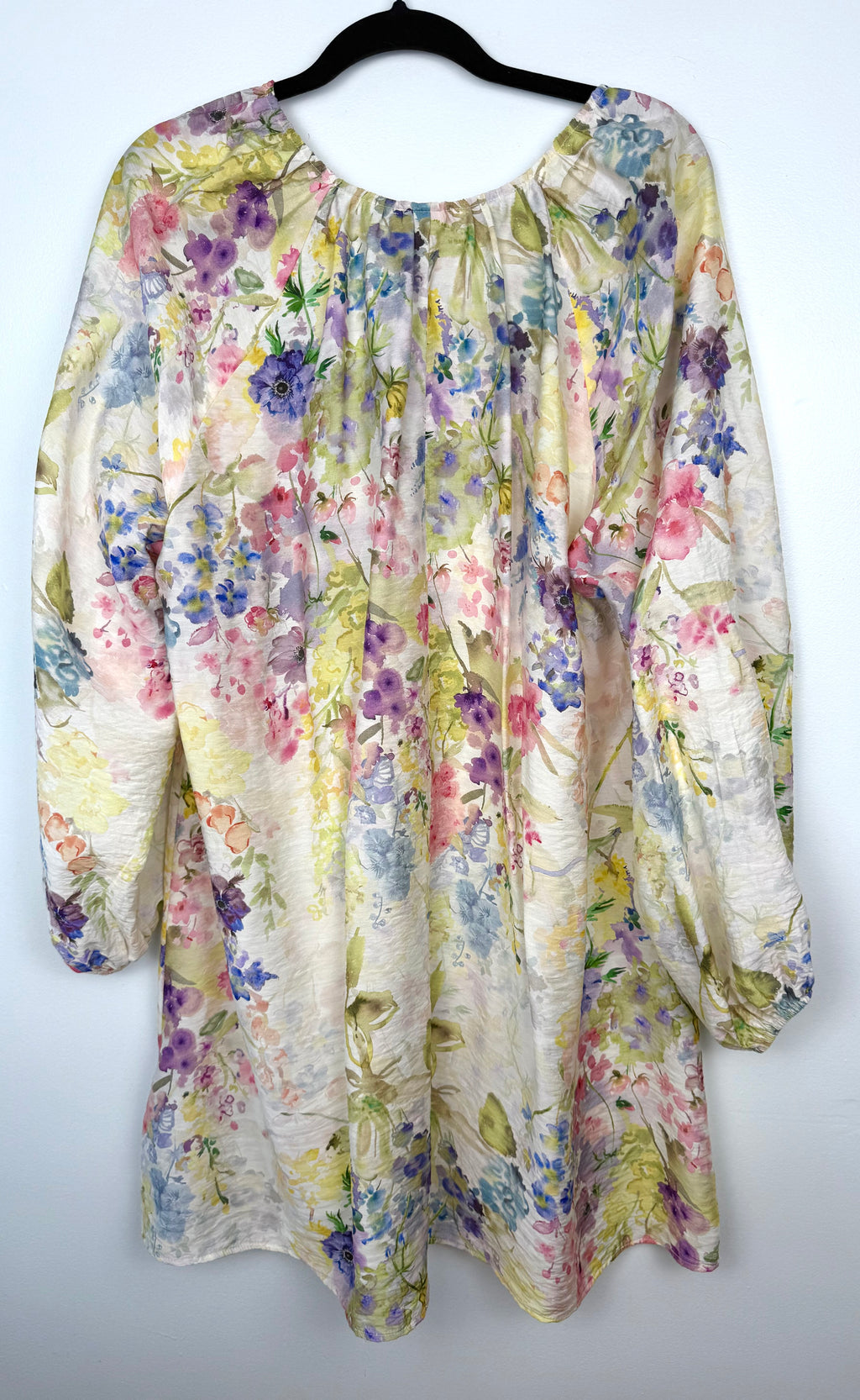 back of Watercolour Boho Babydoll Mini Dress | Size M at Blue Sparrow Shop
