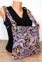back of Waverly Inspirations Quilted Paisley Crossbody Bag at Blue Sparrow Shop Canadian Resale Reimagined on mannequin to show size