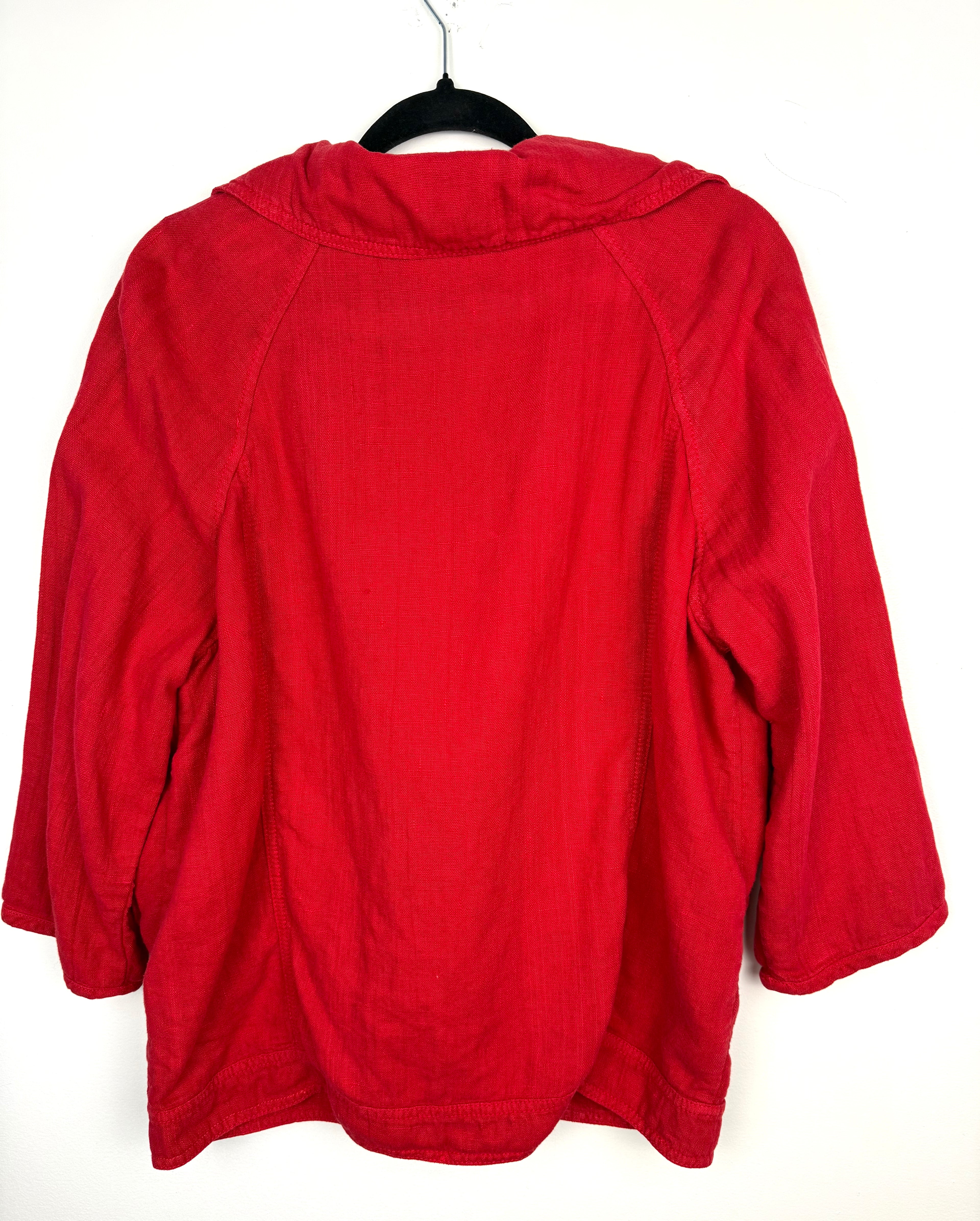 back of Zara 100% Linen Jacket | Size M at Blue Sparrow Shop  on hanger
