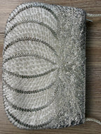 back of Vintage Silver Beaded Evening Bag at Blue Sparrow Shop Resale Reimagined  