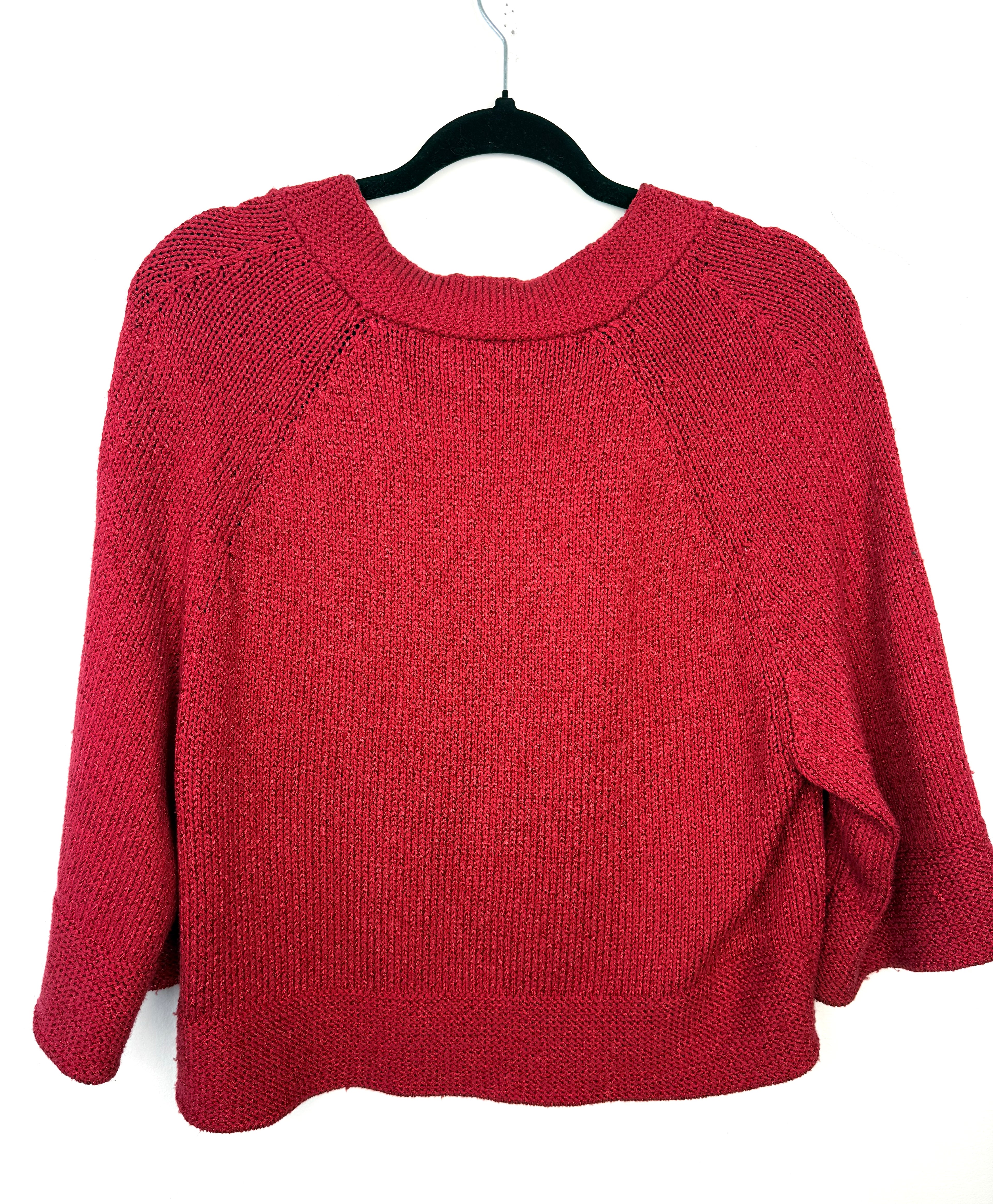 back of jones new york red cardigan