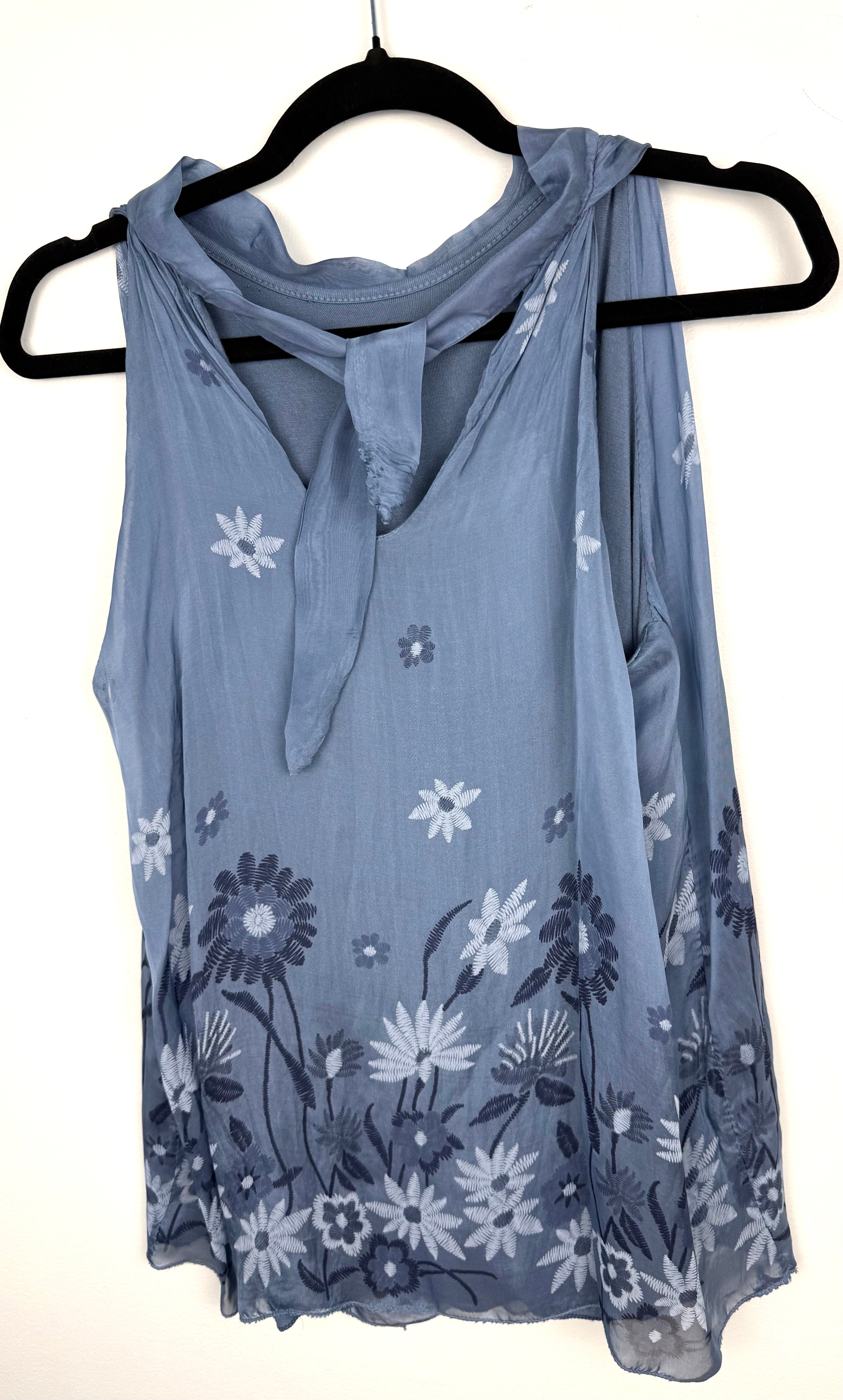 back of silk blend embroidered sleeveless top by oasis - made in Italy 