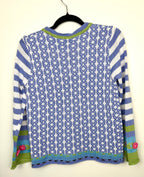 back of vintage looking Mislook Fair Isle Knit Cardigan  on hanger