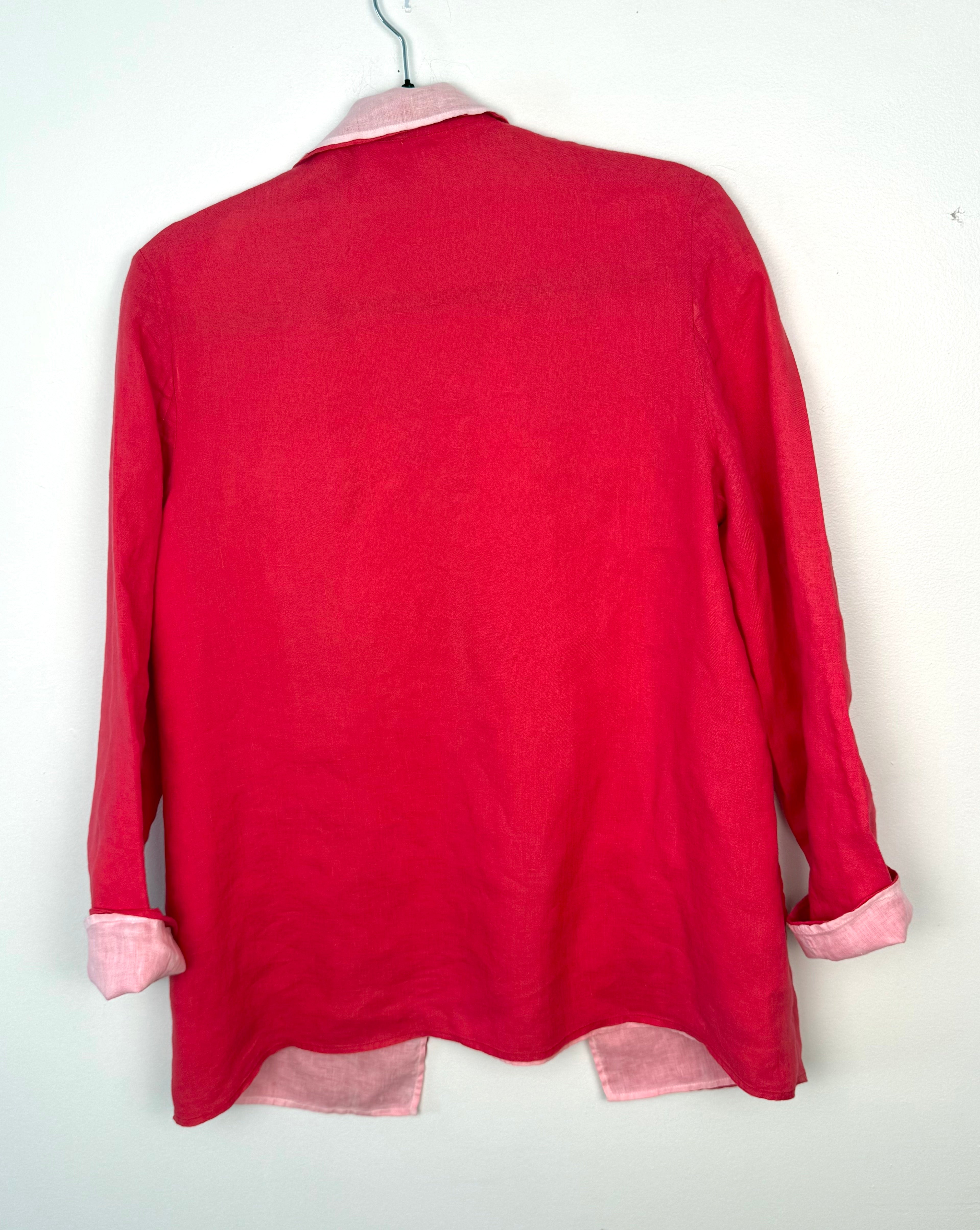 back view of Natural fiber linen blazer slow fashion women reversible