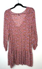 back view of Sanctuary floral mini dress pink orange boho style