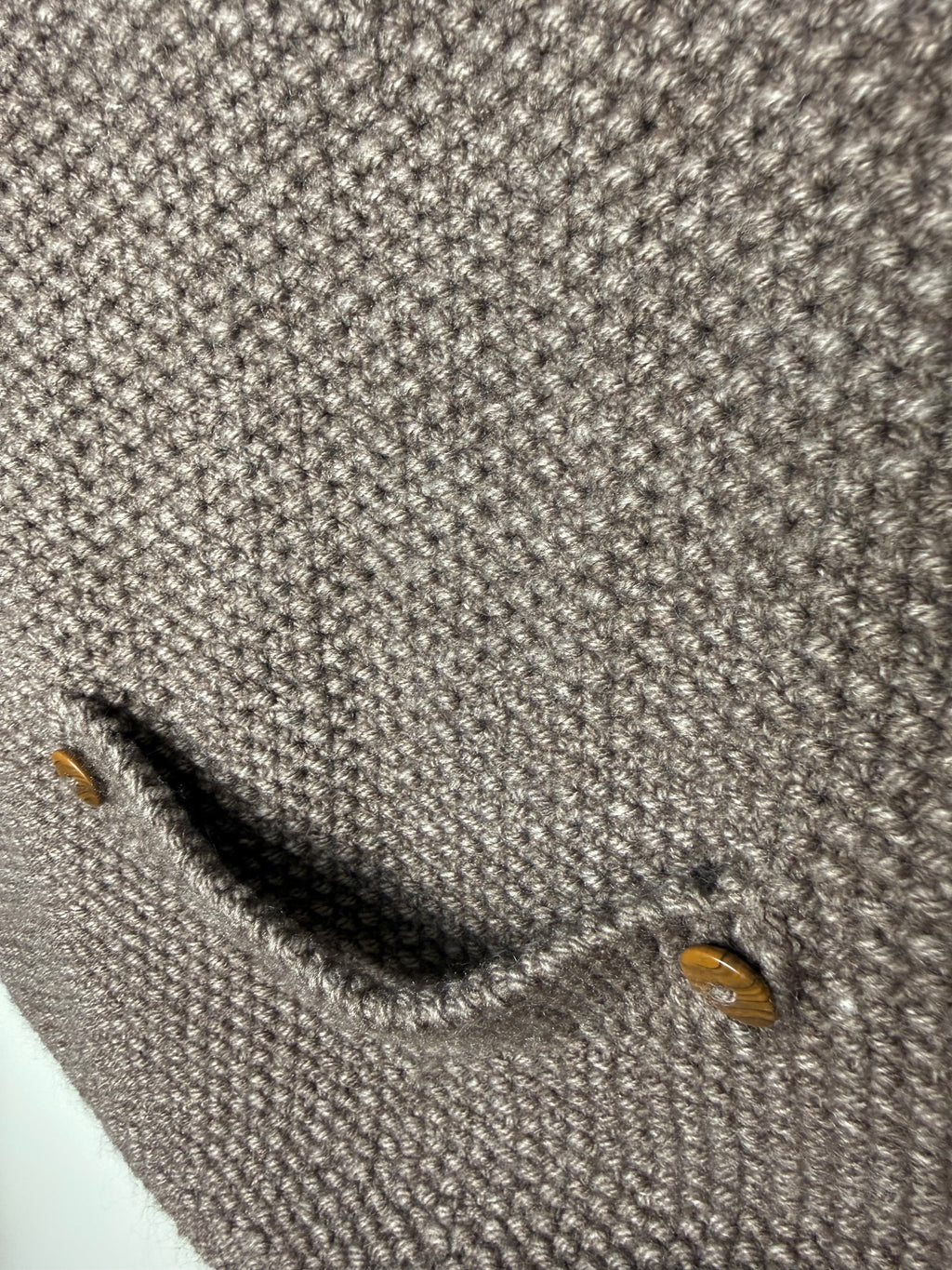 back waist detail on Handmade Chunky knit Button-Front Vest at Blue Sparrow Shop