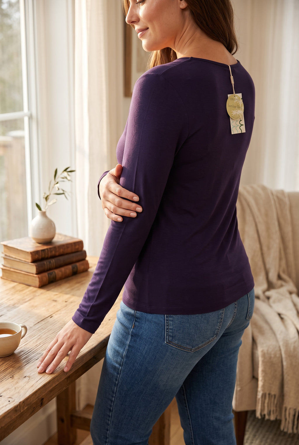 C’est Moi Bamboo Long-Sleeve V-Neck Top | One Size