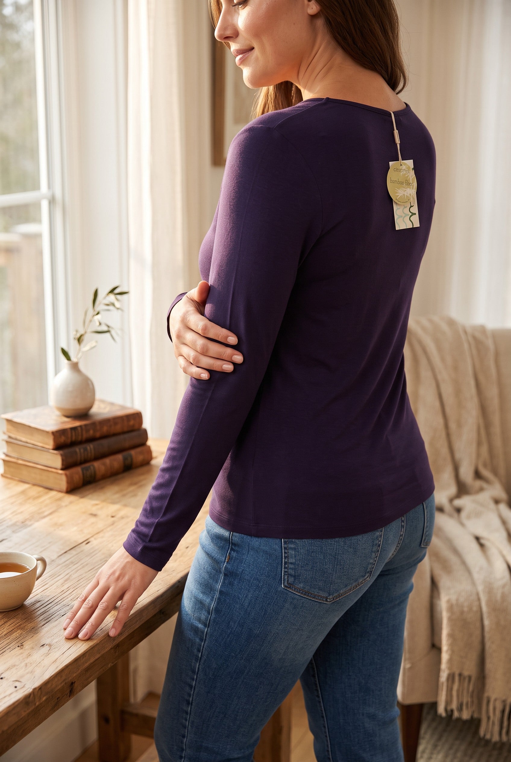 C’est Moi Bamboo Long-Sleeve V-Neck Top | One Size