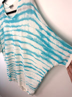 batwing sleeve on 100% Linen Phase Eight Tie Dye Top | Coastal Grandmother | European Summer Style at Blue Sparrow Shop