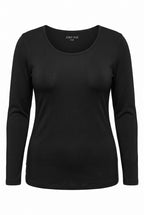 black Bamboo Long Sleeved Layering Top by C'est Moi one size plus fits 16-22  on white background