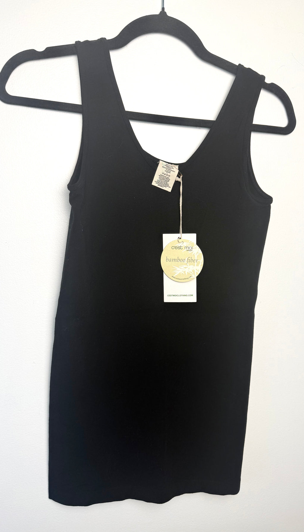black coloured Bamboo Tank top by C'est Moi at Blue Sparrow Shop  on hanger