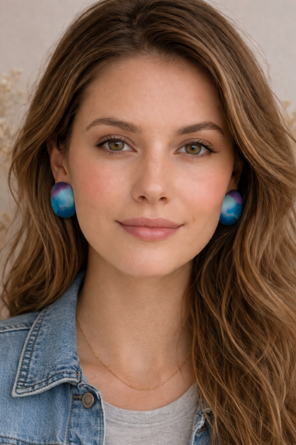 Fabric Retro Style Earrings on woman 
