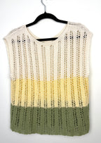 boho handmade crochet top colourblock pattern knit top back view 